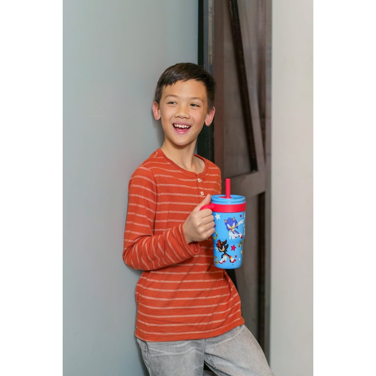 New ソニック Zak Designs 18oz Sonic Kids Straw Handle Tumbler, Stainless Steel