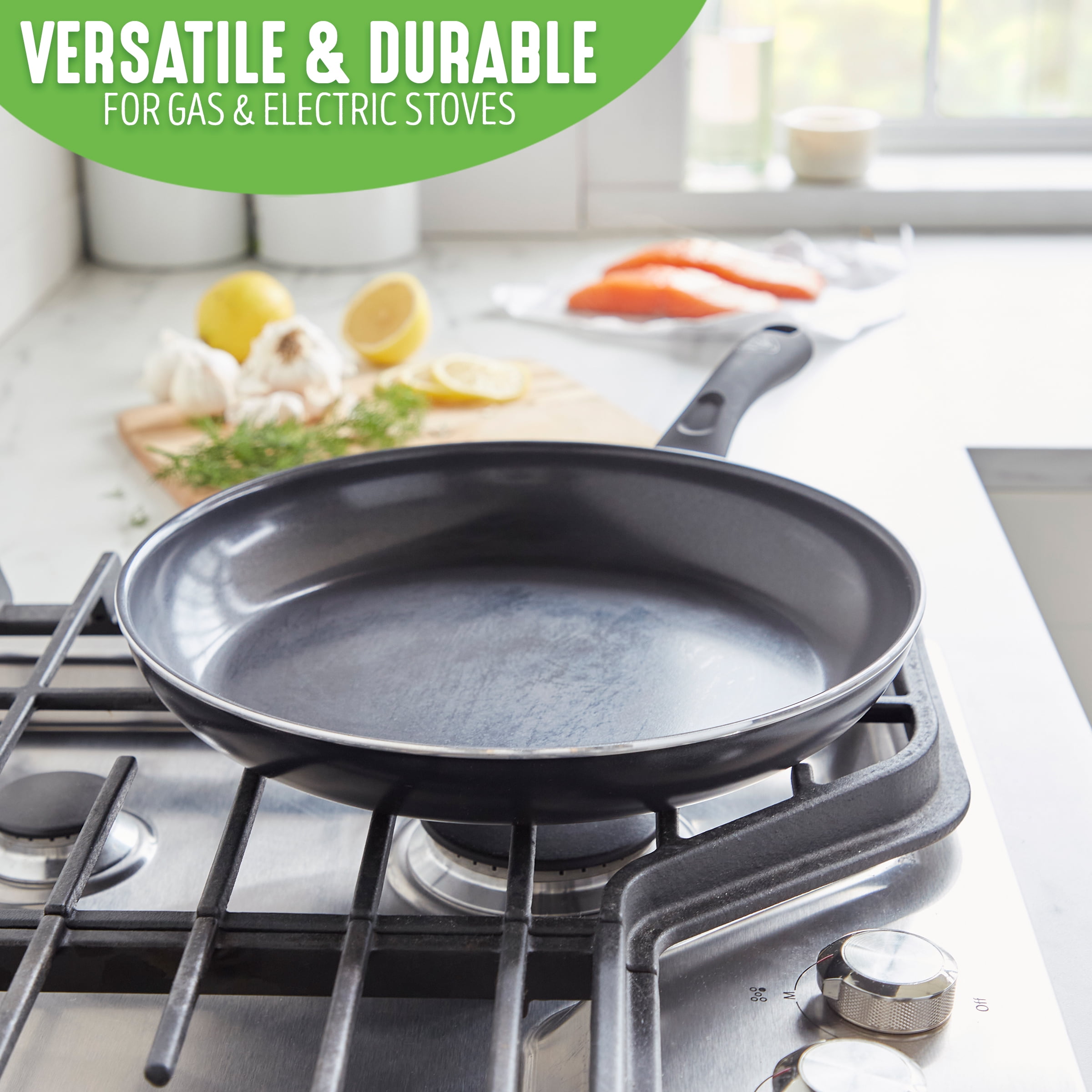 GreenLife Diamond Ceramic Non-stick 12" Open Frypan/Skillet, Black