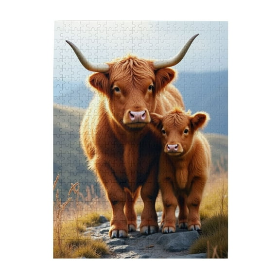 Highland Cows 500Piece Adult Jigsaw Puzzle Challenging & Fun Activity For Puzzle Lovers Vibrant Illustrations & Quality Pieces Great Gift Idea Home Decor