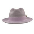 thumbnail image 3 of Men's Braided Wide Brim Pinch Fedora Matching Grosgrain Ribbon Hat in Lavender H-42, 3 of 5