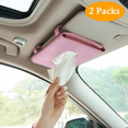 thumbnail image 7 of 2 Pack Car Visor Tissue Holder, Leather Napkin Cover, Paper Tissue Dispenser for Visor & Backseat, Vehicle（Pink）, 7 of 7
