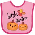 thumbnail image 3 of Inktastic Little Sister Pumpkins with Fall Leaves Girls Baby Bib, 3 of 4