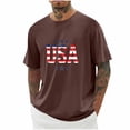 thumbnail image 2 of lcziwo Mens 4Th Of July Shirt Cotton Big and Tall Lightweight Short Sleeve Tee Patriotic Graphic Casual Crew Neck Tshirt Brown S, 2 of 5