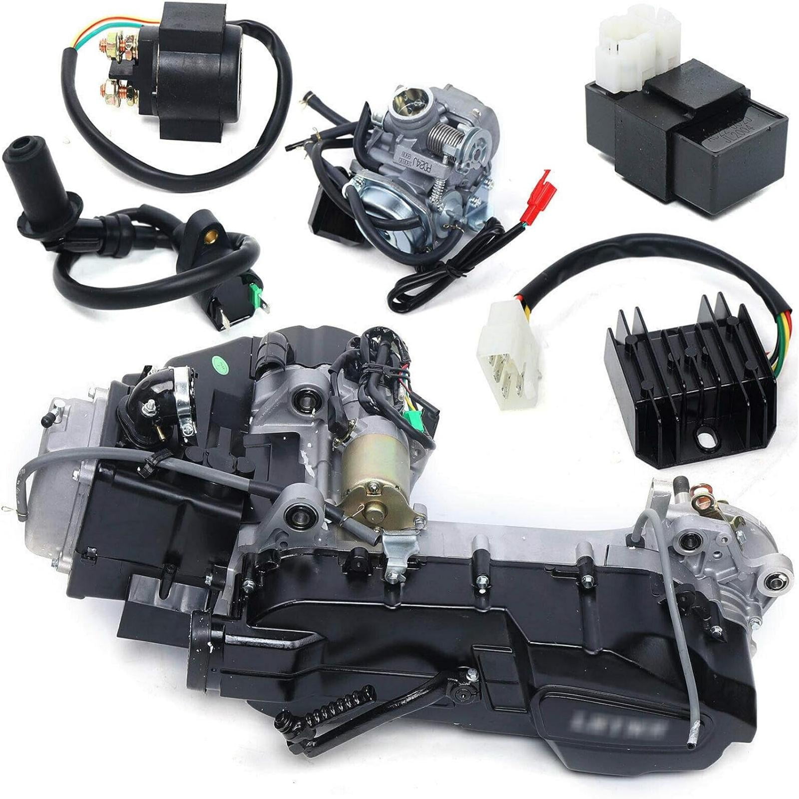 Loyalheartdy 150CC Single Cylinder 4-Stroke Complete Engine Motor Kit Gas Engine w/CVT Auto Clutch Long Case Air Cooled for Scooter ATV Go Kart Engine
