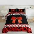 thumbnail image 2 of jejeloiu Kawaii Bowtie Ribbon Bedding Comforter Set,Chic Leopard Print Twin Comforter Sets,Red Black Bedding Set For Men Women,Breathable Home Decor Reversible,2pcs, 2 of 8