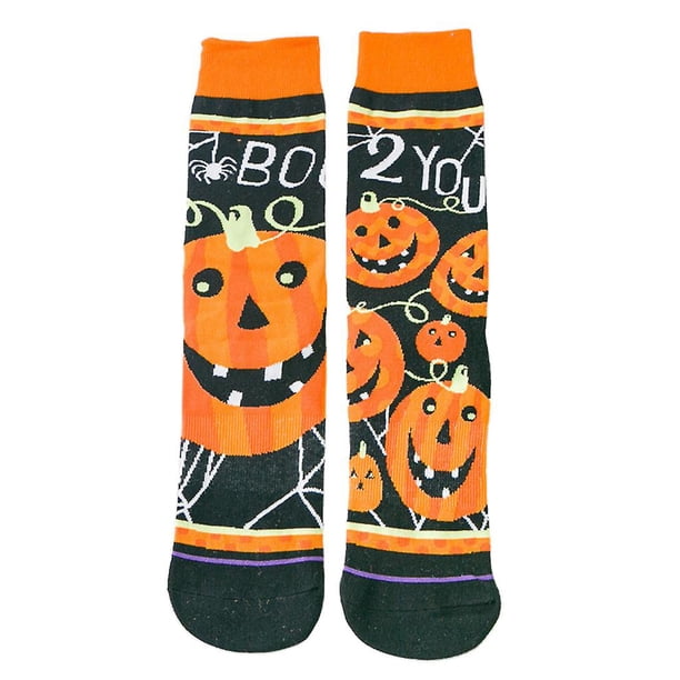 Calcetines largos de algodón asimétricos Ab para Halloween para hombre y mujer, medias de fiesta con estampado de dibujos animados de calabaza, perro y ciervo, novedad