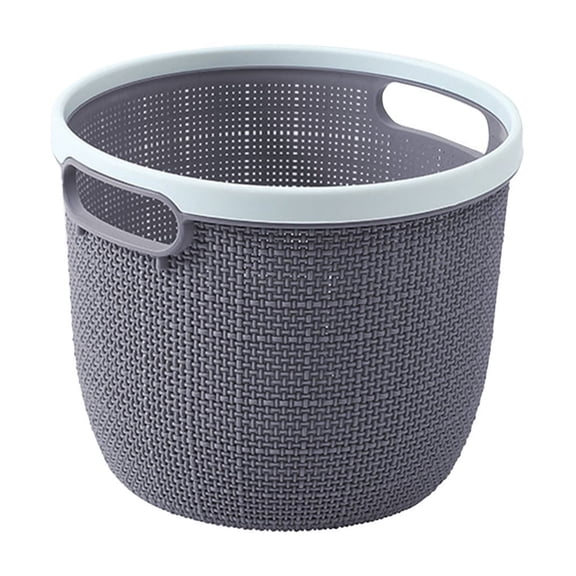 Partheme Flexible Laundry Basket with Handles, Portable Round Bin, Plastic Laundry Basket Storage Hamper, Portable Dirty Hollow Clothes Basket, Dirty Clothes Storage Basket, Gray