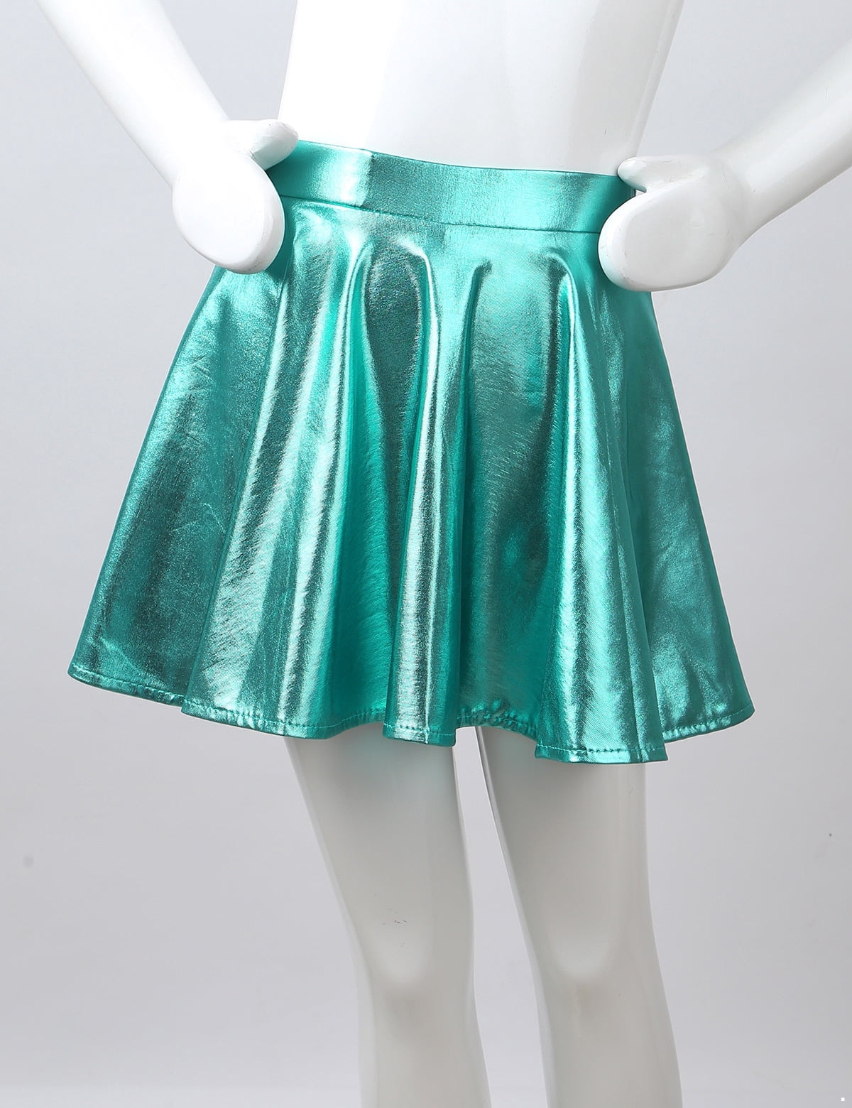 CHICTRY Girls Metallic Flared Dance Skirt Holographic Jazz Hip Hop Dance Costume,Sizes 6-14