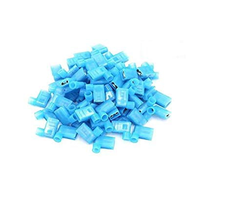 50pcs Blue 16-14AWG Fully Insulated Nylon Female Spade Crimp Connector Terminals 