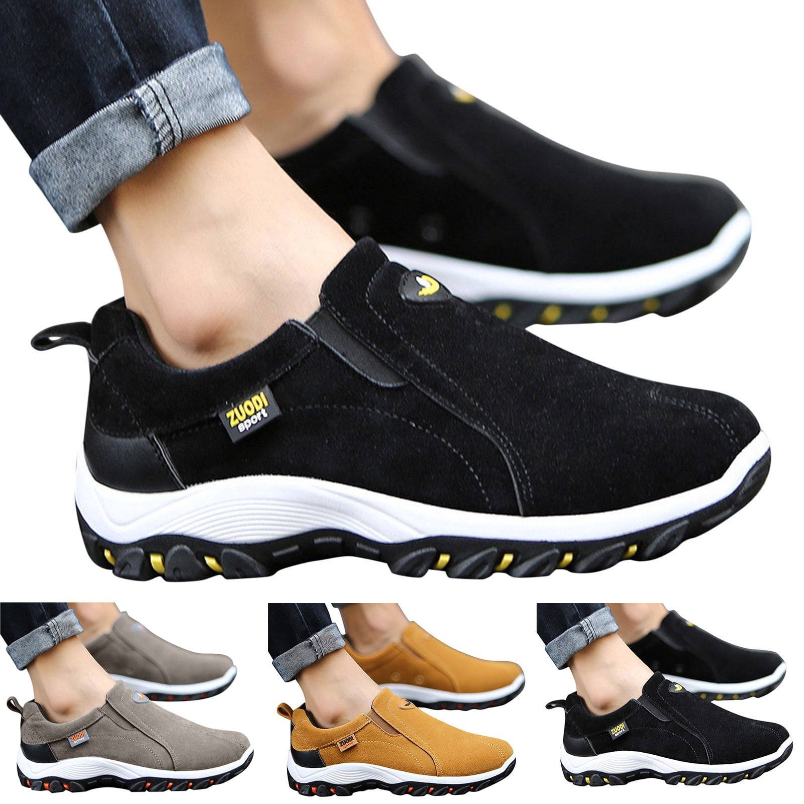 YLYL Men's Orthopedic Sneakers Arch Support Wide Width No Slip Lightweight Outdoor Walking Hiking Shoes