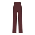 thumbnail image 3 of Fesfesfes Girls' Comfy Trousers Solid Color High-Waisted Button Zipper Closure Straight Pants Soft Fabric Partys Wearings for 7-16 Years(Wine#3,S), 3 of 6