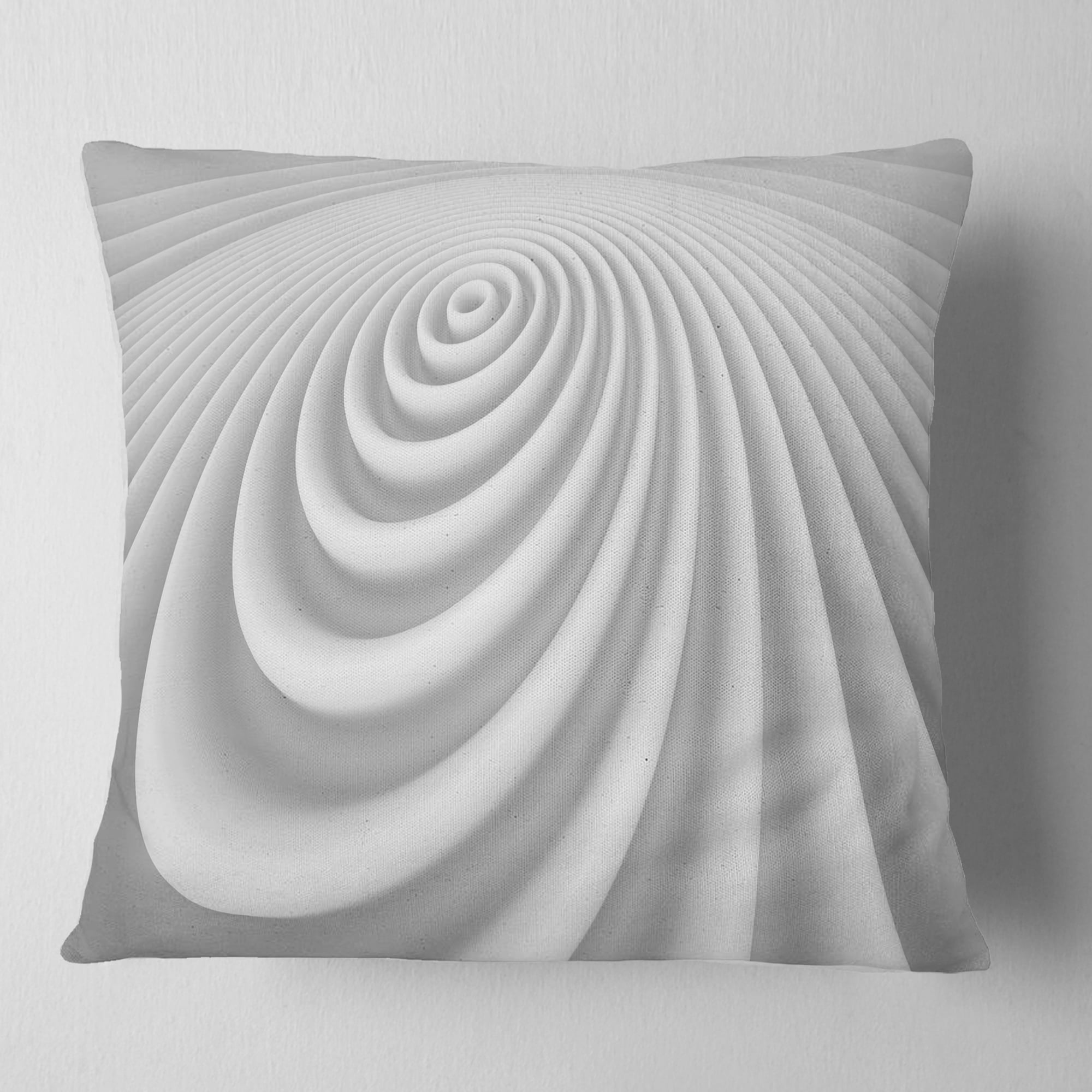 Designart Fractal Rounded White 3D Waves - Contemporary Throw Pillow - 18x18
