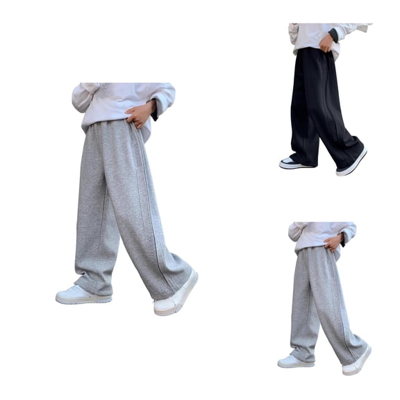 Boy's Athletic Sweatpants, Wide Leg Casual Fall Letter Sports Pants with Elastic Waist and Open Bottom, Baggy Youth Sweatpant