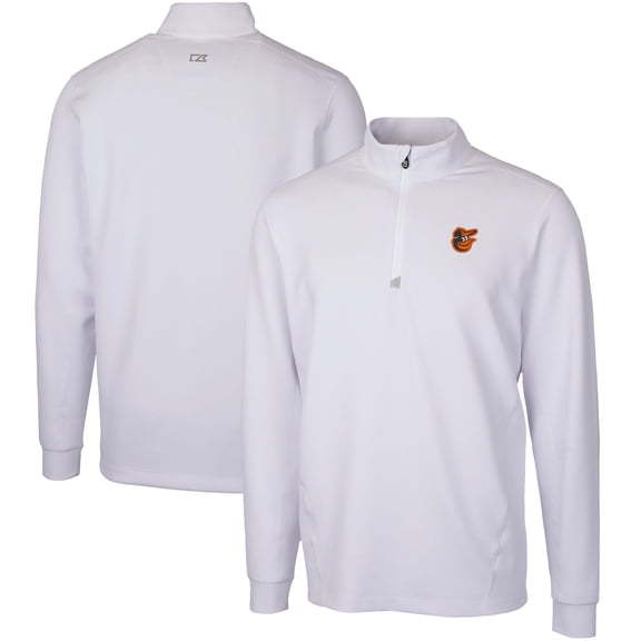 Men's Cutter & Buck White Baltimore Orioles Traverse Stretch Quarter-Zip Pullover Top