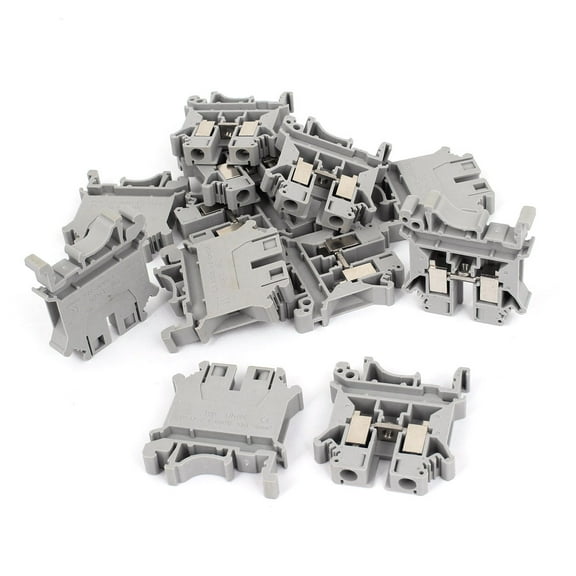 800V 57A 6mm2 UK6N Plastic DIN Rail Terminal Block Gray 12 Pcs