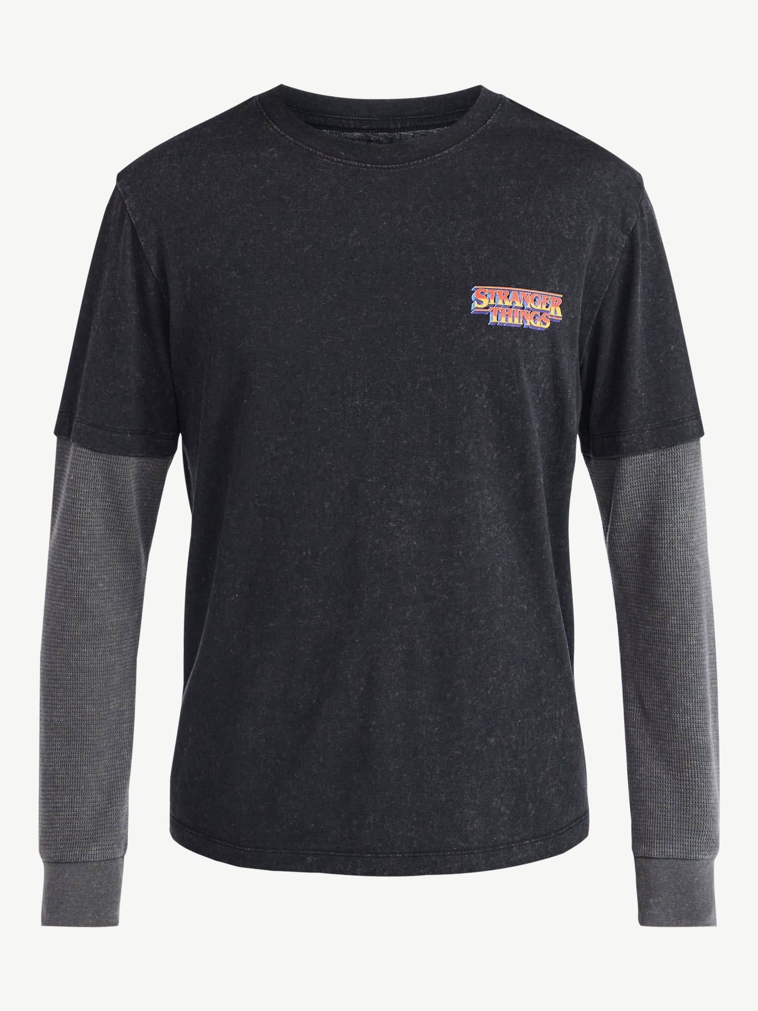 Netflix Stranger Things Hawkins Graphic T-Shirt with Long Sleeve Thermal Sleeves from No Boundaries, Men’s and Big Men’s