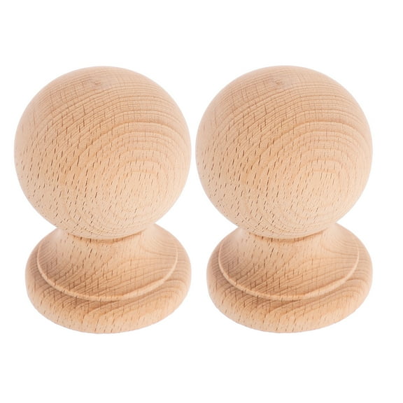 2Pcs Wood Finials for Bed Posts Khaki Ball Structural Support Living Room Furniture