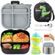 thumbnail image 1 of Set de loncheras Aimsnk Dinosaur con tarro de comida para niños, color gris, 1 of 8