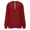 thumbnail image 6 of LEBONYARD Women's Trendy Half Zipper Crew Neck Small Dough Twists Solid Colored Tops Casual Loose Warm Fit Long Sleeve Round Neck Winter Sweaters, 6 of 9