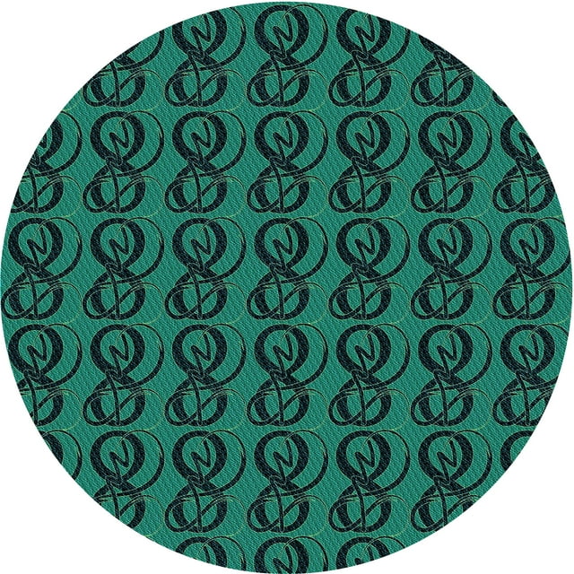 Ahgly Company Machine Washable Indoor Round Transitional Deep Teal Green Area Rugs, 4' Round