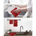 thumbnail image 5 of Red Geometric Kitchen Dish Towels for Drying Dishes Set of 2, Vintage Minimalism Abstract Aesthetic Waffle Weave Microfiber Hand Tea Bathroom Towels Quick Dry & Absorbent Towel 15.7x23.6, 5 of 7