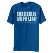 The Office 37692-L The Office Dunder Mifflin Distressed Logo Mens Blue T-Shirt - Large
