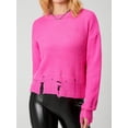 thumbnail image 4 of xiaxaixu Chandails Déchirés pour Femmes, Manches Longues Col Rond Couleur Unie Pull Ample, 4 of 9