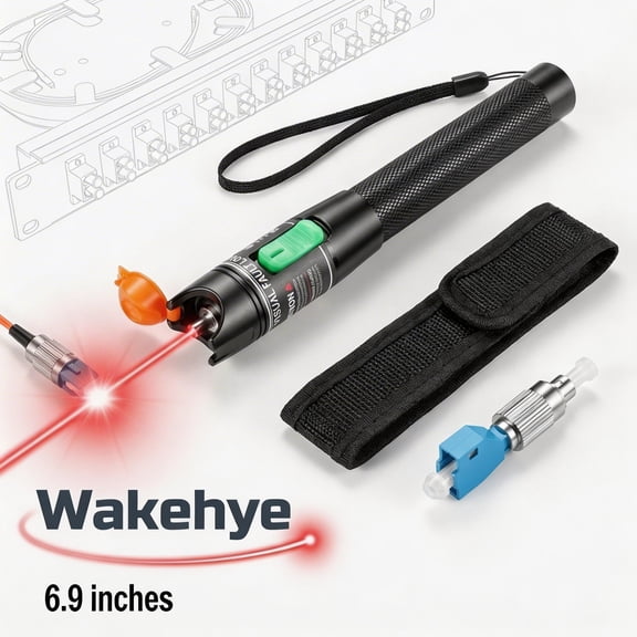 Visual Fault Locator 30KM VFL Fiber Optic Tester Kit Include Single Mode 9/125um FC Male to LC Female Adapter Fiber Optic Light for Network Cable (Battery not Included)