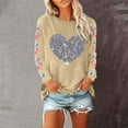 thumbnail image 1 of Meichang Hauts pour Femmes Manches Longues Saint-Valentin Shirt Cœur Graphique Tee Tops Col Rond Coupe Ample Pull Tops Vacances 2025 Soldes, 1 of 4