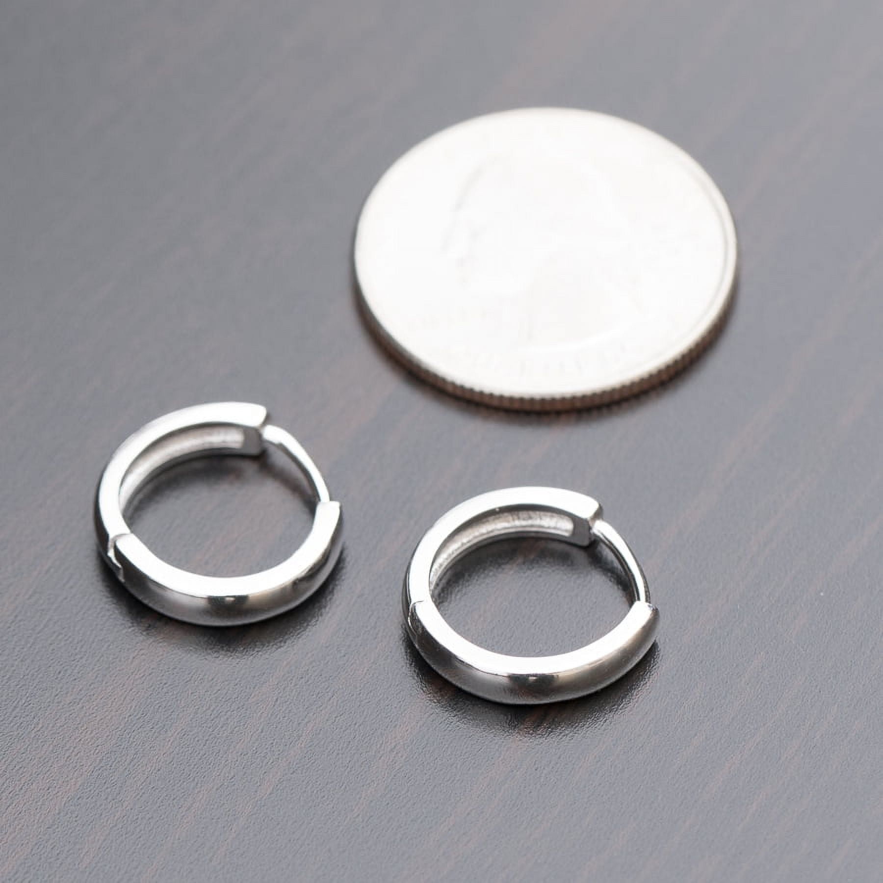 Solid White Gold Plated 925 Sterling Silver Post Small Hoop Earrings Men Women Huggie Hoop Earrings