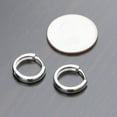 thumbnail image 2 of Solid White Gold Plated 925 Sterling Silver Small Unisex Huggie Hoop Earrings, 2 of 5