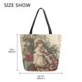 thumbnail image 5 of Open Top Canvas Tote Bag with Zipper Reusable Shopping Bag 13.5x15" Roomy Carryall Nostalgic Christmas Atmosphere, 5 of 9