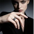 thumbnail image 2 of Stainless Steel Wedding Bands with Cubic Zirconia Ring for Men Women, Cushion‑Cut Statement Ring Size 6-11, 2 of 5