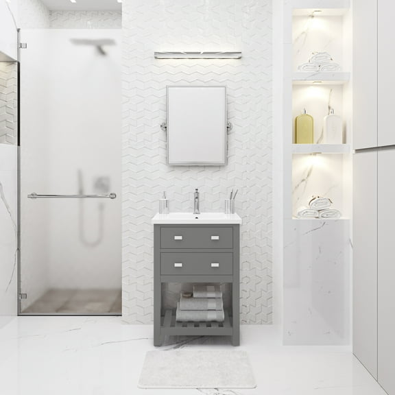 Water Creation Viola 24" Wood Single Bathroom Vanity in Cashmere Gray/Chrome