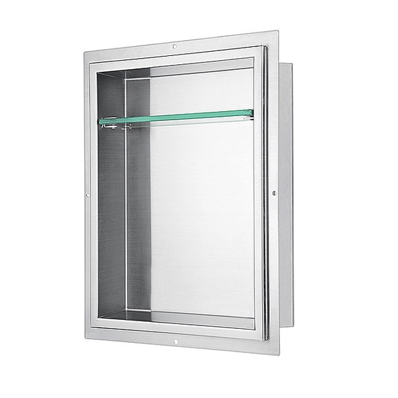 Dawn FNIBN1814 Stainless Steel Finished Shower Niche with One Glass Shelf
