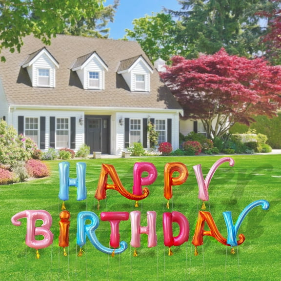 Packed Party "Make a Statement" Happy Birthday Balloon Yard Stake, Assorted Colors