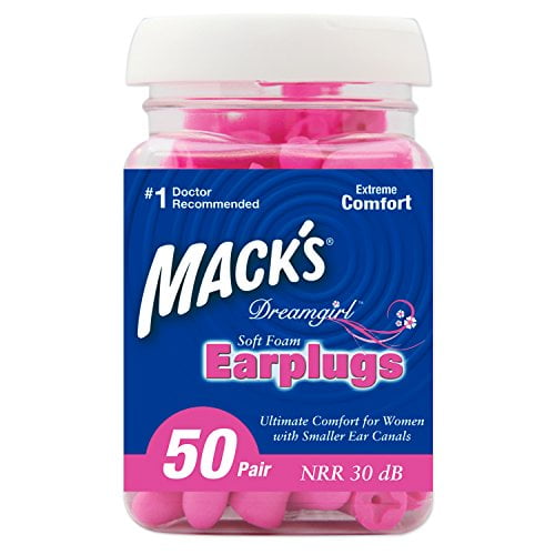 Mack's Dreamgirl Soft Foam Earplugs, 50 Pair, Pink - Small Ear Plugs for Sleeping, Snoring, Studying, Loud Events, Traveling and Concerts