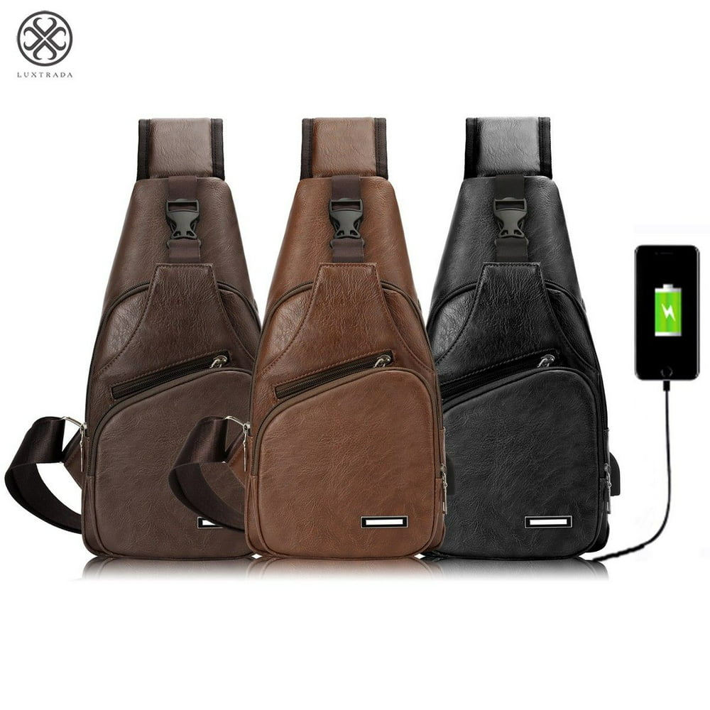 Luxtrada - Luxtrada Sling Backpack Anti-Theft Leather Bag One Strap ...