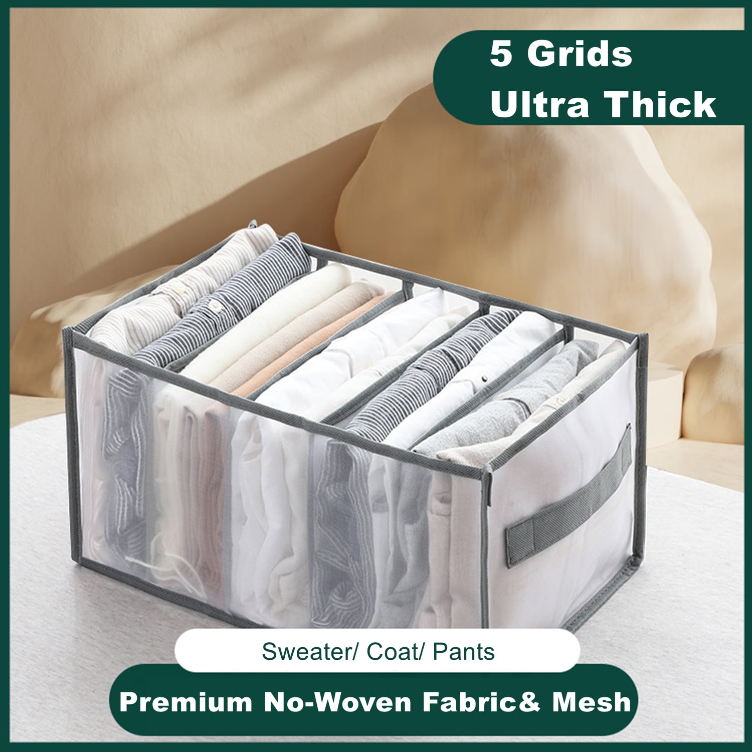 Gemdeck Clothes Drawer Organizers Mesh Drawer Divider with Handle, 5