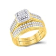 thumbnail image 2 of FB Jewels 10kt Yellow Gold His Hers Princess Diamond Cluster Matching Wedding Set 1 Cttw, 2 of 3