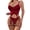 Burgundy, variant on Womens Lingerie Sets Garter Belt Lace Bodysuit Teddy Baby Dolls Matching Bra Panty Black L