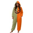 thumbnail image 3 of LILIYA Halloween Jumpsuit, Unisex Hooded Onesie, Color Block Plush Sleepwear with Deep Pockets, Relaxed Fit 1-Piece Bodysuit, Cozy Holiday Loungewear for Couples, 3 of 6