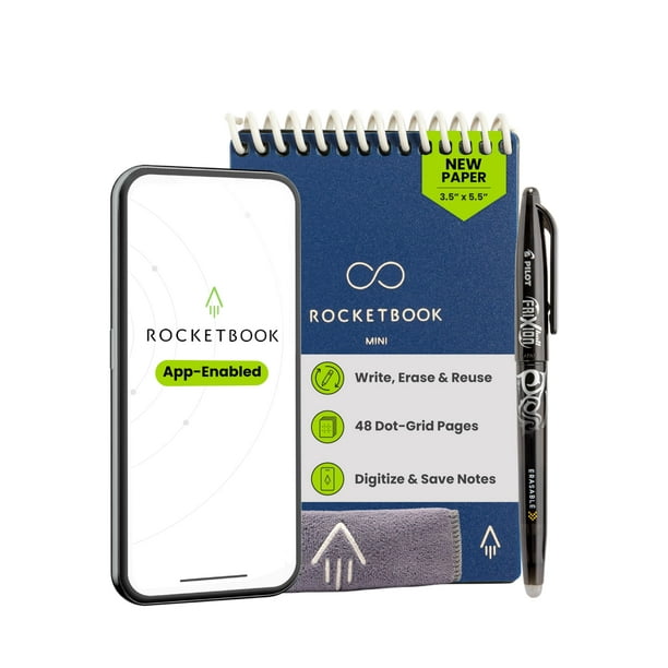 Rocketbook Mini Cuaderno Inteligente Reutilizable 9x14 cm Páginas Punteadas Conectado a App