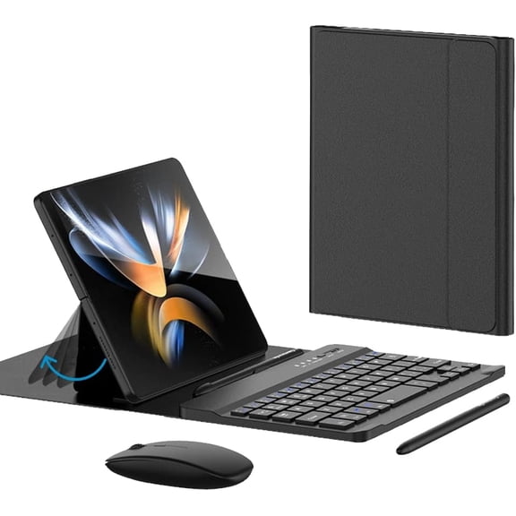 4-in-1 Accessory Set for Samsung Galaxy Z Fold 7/6/5/4/3 - Shockproof Case with Wireless Keyboard, Mouse & Capacitive Pen