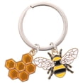 thumbnail image 1 of Llavero colgante de abeja con forma de panal, llavero de aleación, llavero para bolso, llavero novedoso, 1 of 7