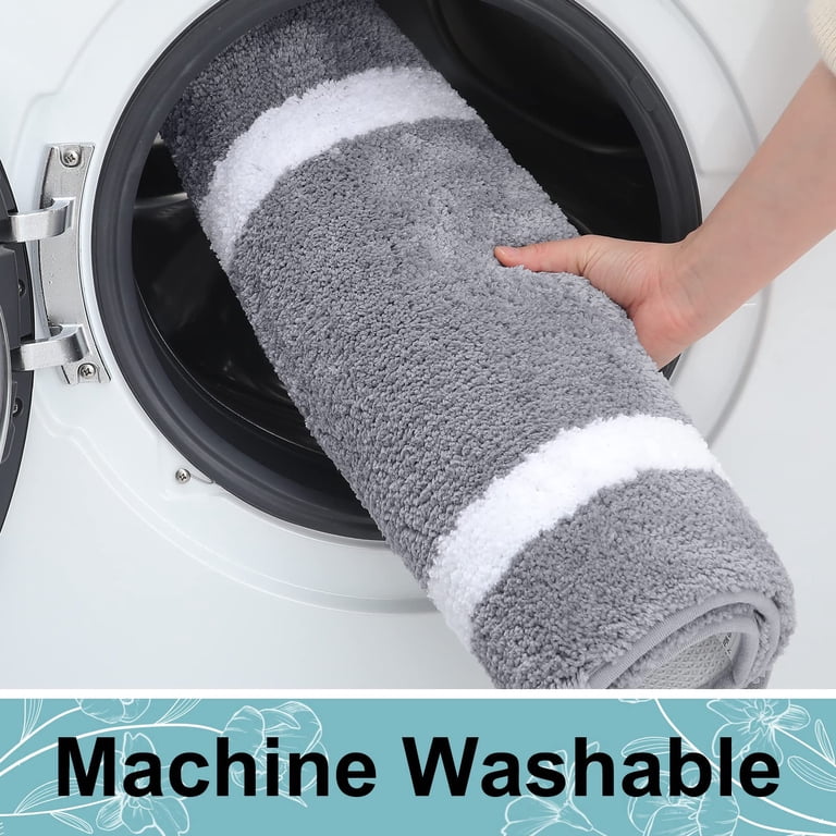 Grey Microfiber Bathroom Mat with Non-Slip Backing photo 6