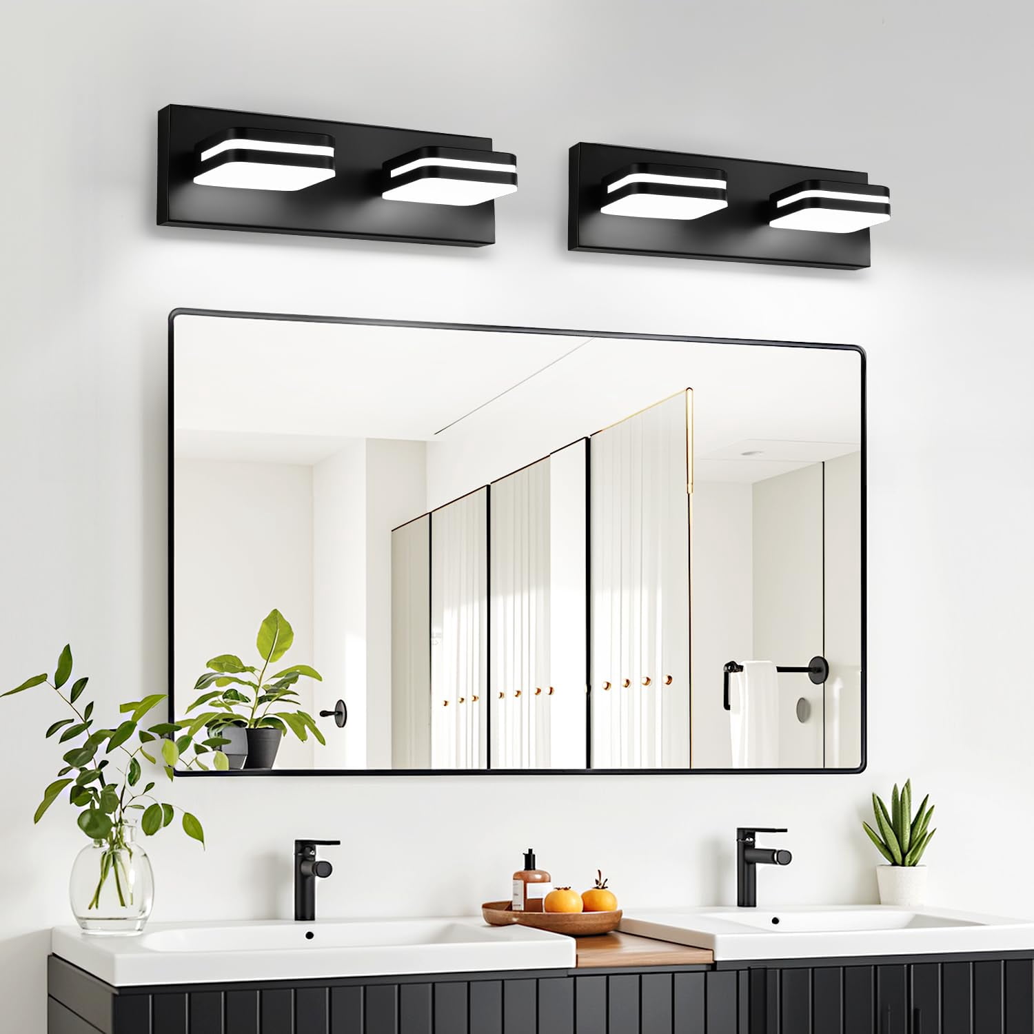 360° Rotate Led Bathroom Vanity Light Fixtures  900lm Acrylic Matte Black Lights For Modern Wall Lighting Over Mirror Kitchen Living Room Hallway (natural White 5000k)