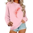 thumbnail image 2 of SELONE Long Sleeve Shirt Women Valentine Heart Print Holiday Pullover Crewneck Tops Loose Sweatshirt Pink XS, 2 of 6