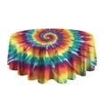 thumbnail image 5 of Colorful Rainbow Tie Dye Spiral Pattern Round Tablecloth 60"x60",Wrinkle Wipeable Table Cloth for Kitchen Dining Room Picnic Patio Party, 5 of 6