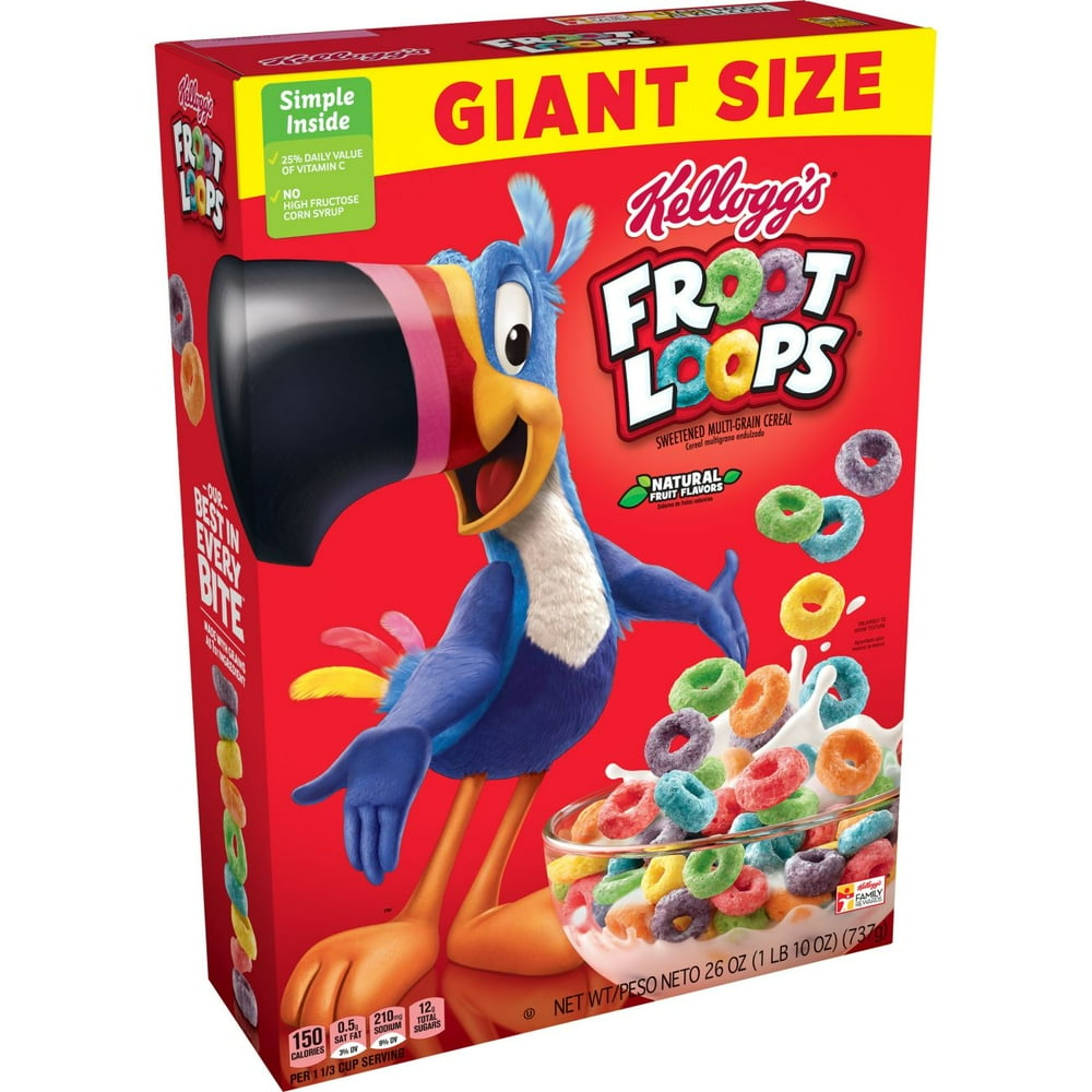 Kellogg's Froot Loops, Breakfast Cereal, Original,Giant Size,26 Oz